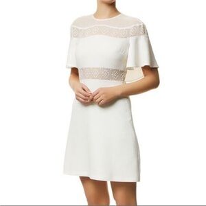 Sandro Embroidered White Mini Dress, US 6